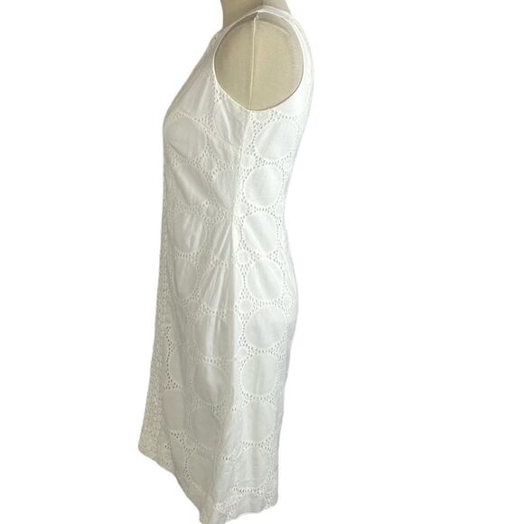 Eliza J Sleeveless Cotton Knee Length Preppy Shift Dress‎ White Size 2 - Picture 4 of 11